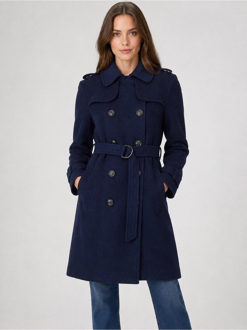 Burberry Navy Blue Peacoat Double Breasted Coat Women's 4 - Picture 3 of 11